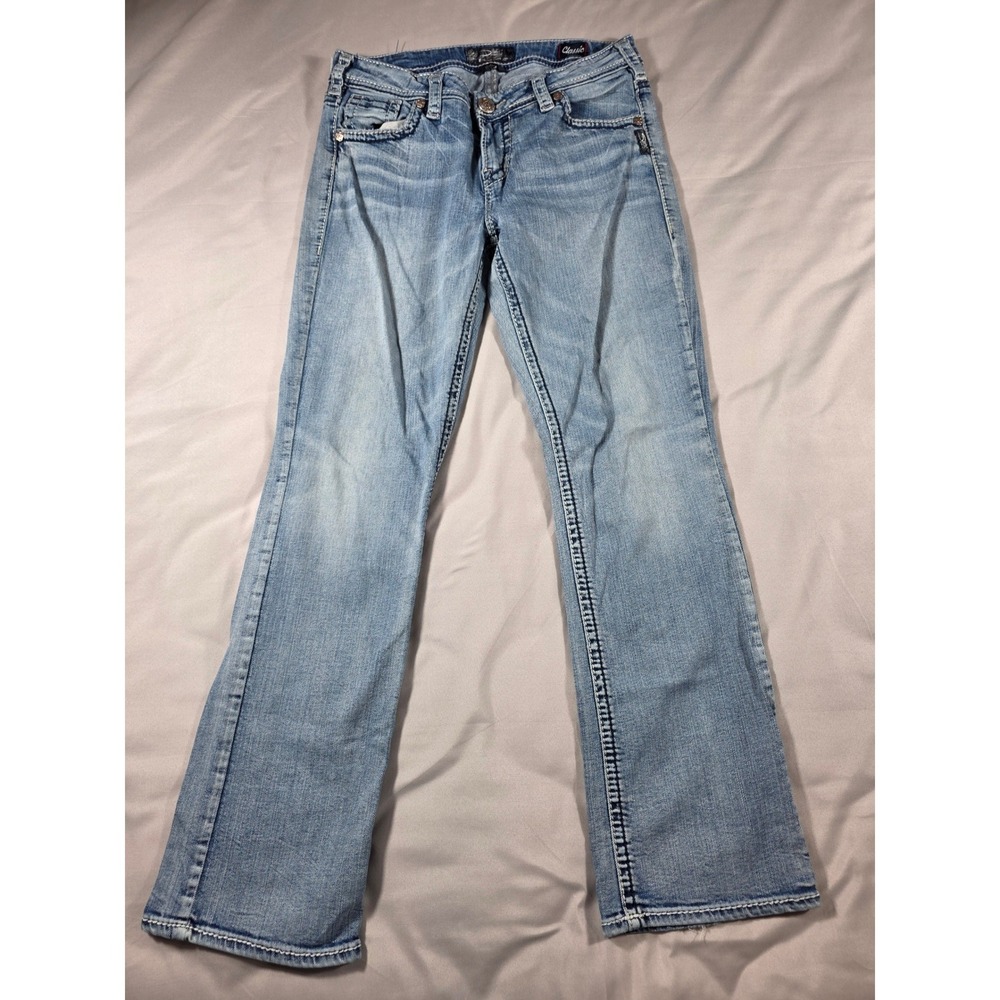 Silver Jeans Suki Mid Bootcut Distressed Jean Women 31x31 (Fit 30x30) Light Wash